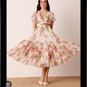 Floral Tulle Midi Dress